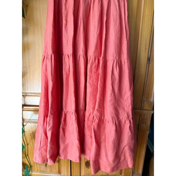 Boho Linen Maxi Dress by HELSOL, Coral, Handmade in Mexico - Picture 4 of 14